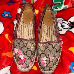 Gucci designer floral espadrille flats women’s shoes Size EU 38 RARE QUICK SHIP